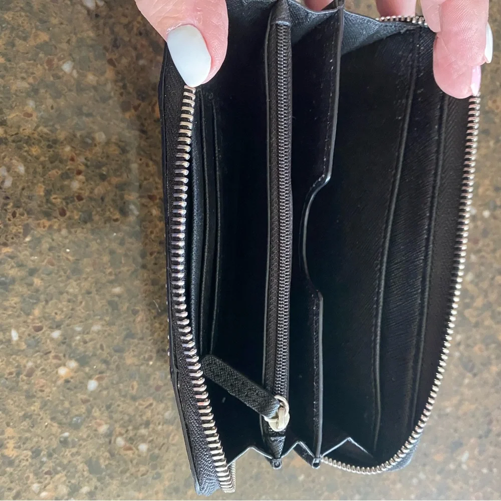 Michael Kors Black Studded Zip-Around Leather Wallet